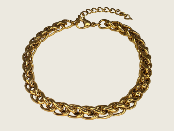 Square Braided NK Chain Bracelet - Gold - 6mm - Item 996