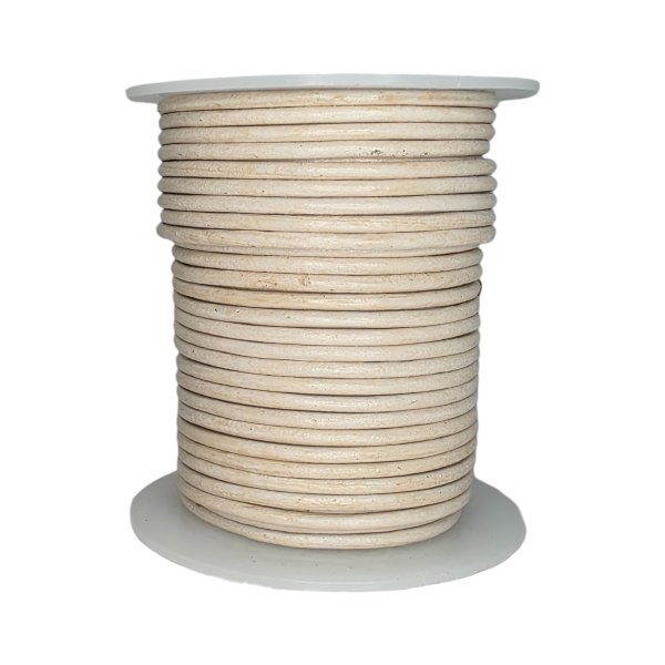 Round Leather Cord - 2.5mm- Creamy White
