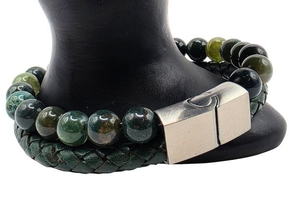 Combination Gemstone and Leather Bracelet - Style 159