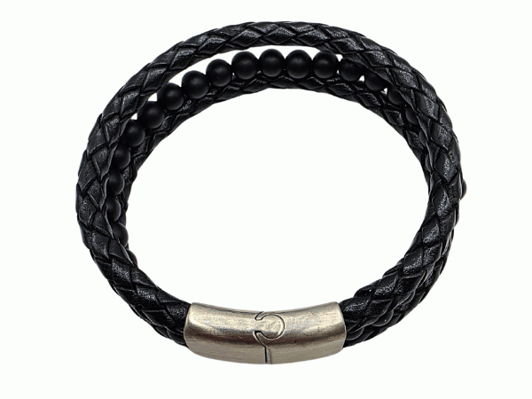 Combination Gemstone and Leather Bracelet - Style 157