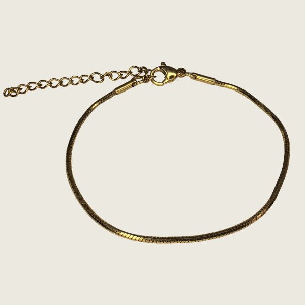 Eight Faceted Snake Chain  Bracelet - Gold - 1mm - Item 993