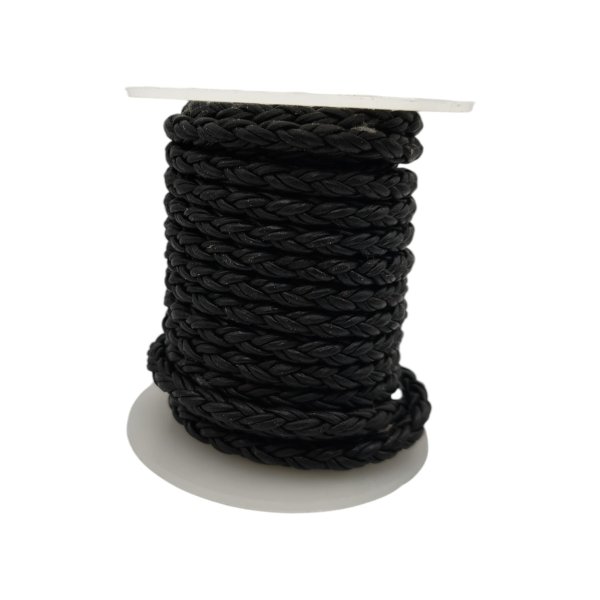 Dublin Bolo Braided Round Twist Leather Cords - 4mm -  matt black