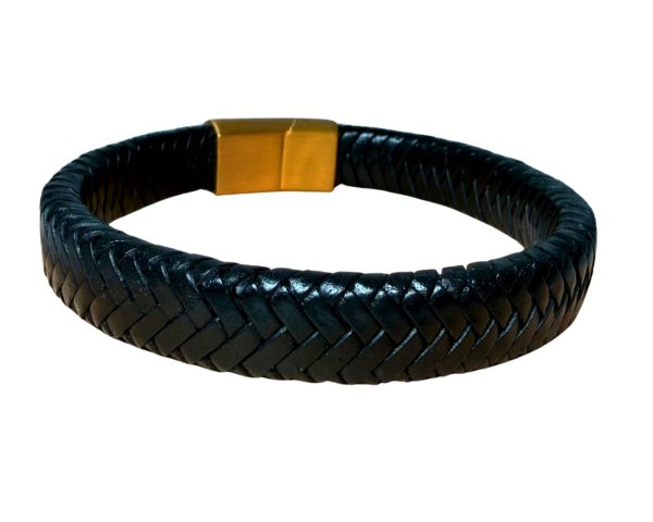 Walnut Braided Leather Cord - 12x6mm - Black