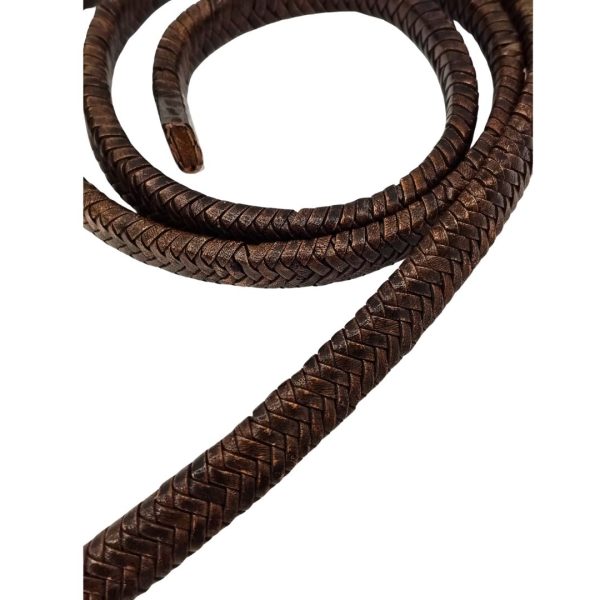 Walnut Braided Leather Cord - 12x6mm - Coffee Brown
