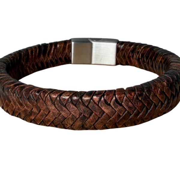 Walnut Braided Leather Cord - 12x6mm - Coffee Brown