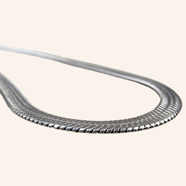 Herringbone Chain Necklace - Silver - 4mm - Item 902