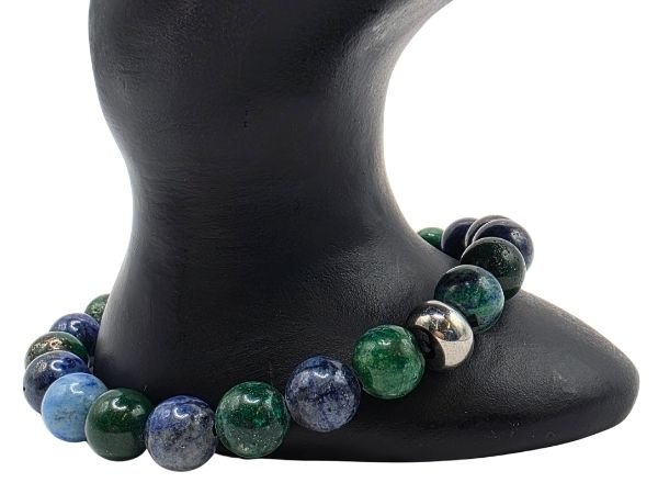 Azurite Malachite Gemstone Bracelet: Style-526 (8mm)