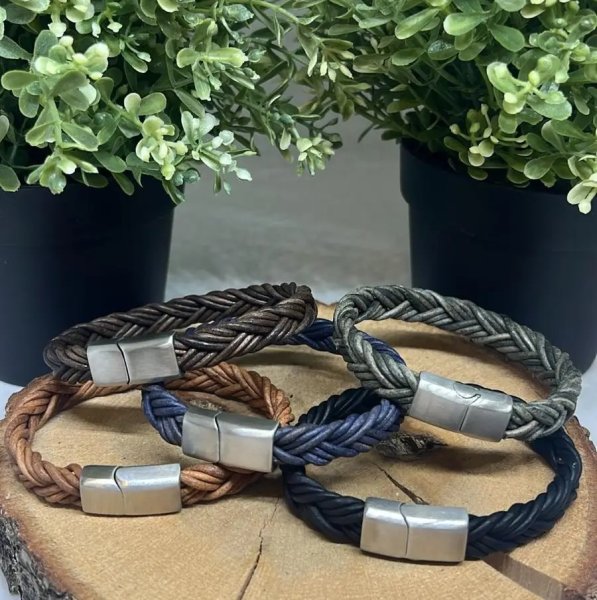 Ibiza braided leather cords - 10*5mm- vintage dark tan