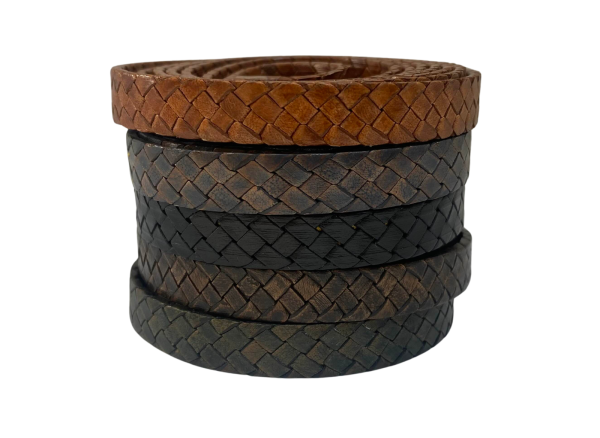 Brazil braided leather cords- 8*2.2mm - vintage brown