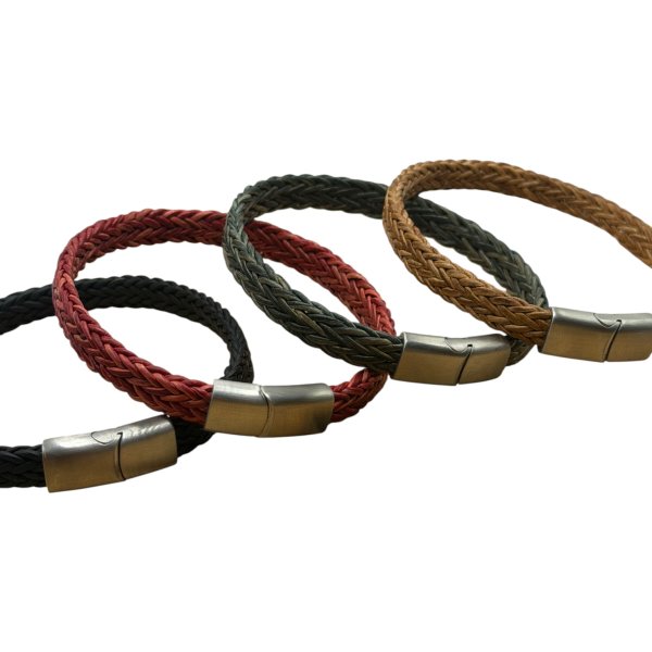 SPIRAL BRAIDED LEATHER CORDS - 11X6MM - MATT BLACK
