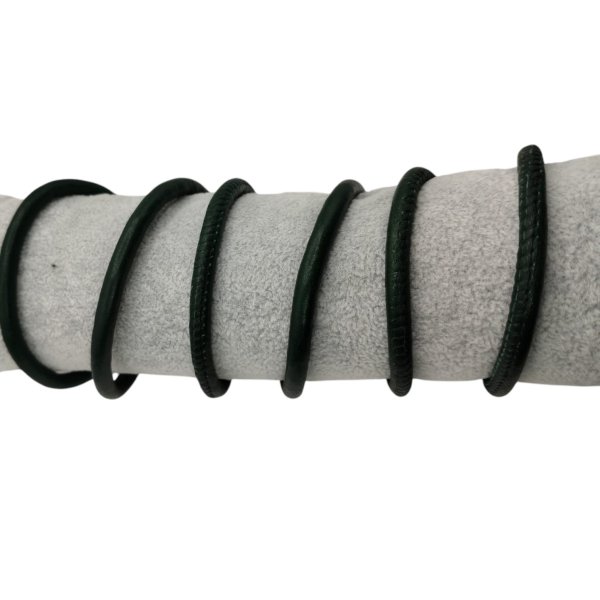 Real Round Nappa Leather Cord - Dark Green 5mm