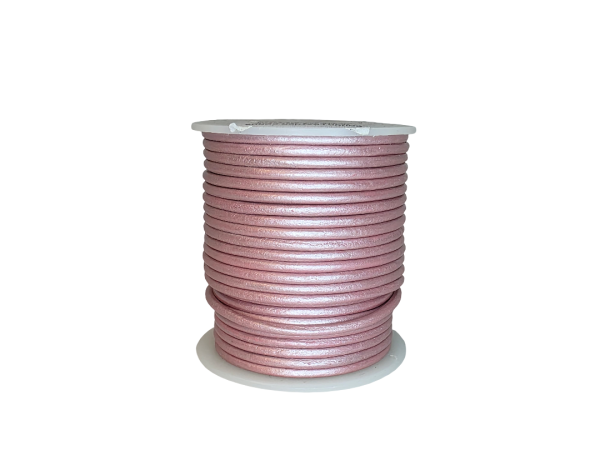 Round Leather Cord -3mm - Metallic Pastel Pink