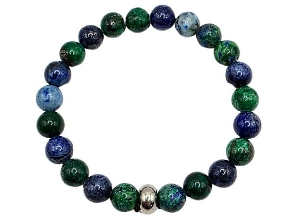 Azurite Malachite Gemstone Bracelet: Style-526 (8mm)