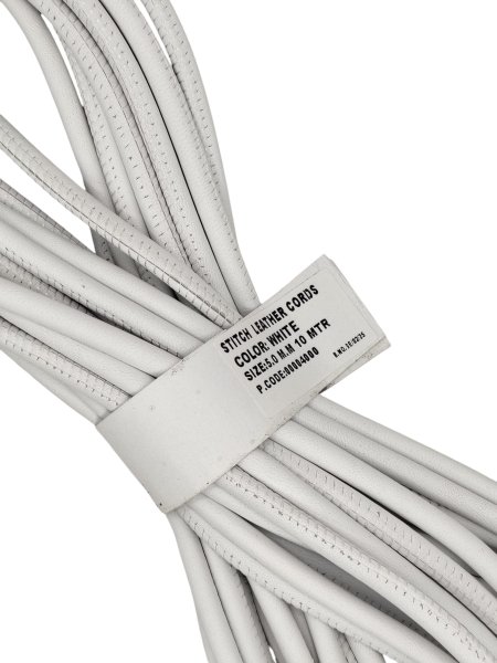 Real Round Nappa Leather Cord - White 5mm