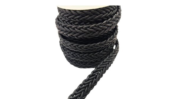 Tuscon Braided Leather Cords - 14x3.5mm - Matt Black