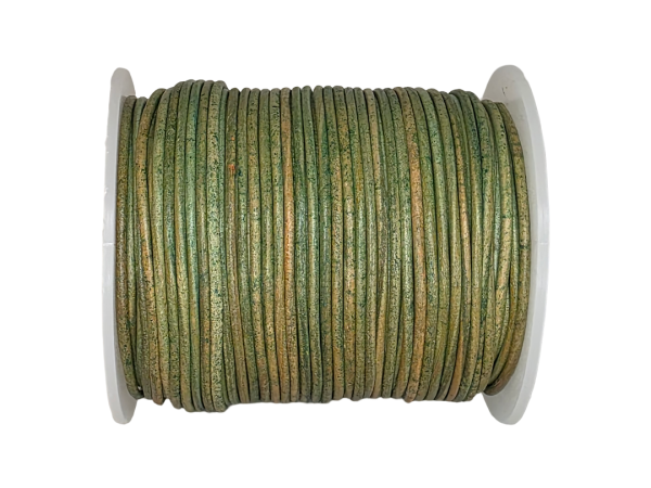 Round Leather Cord - 2mm - Vintage Green