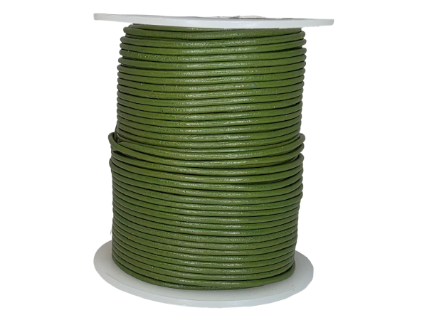 Round Leather Cord -1,5mm - Dark Moss Green