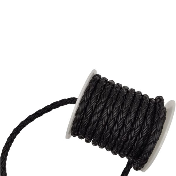 Dublin Bolo braided Round Twist leather cords -6mm- matt black