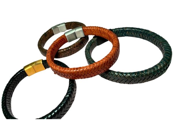 Walnut Braided Leather Cord - 12x6mm - Black
