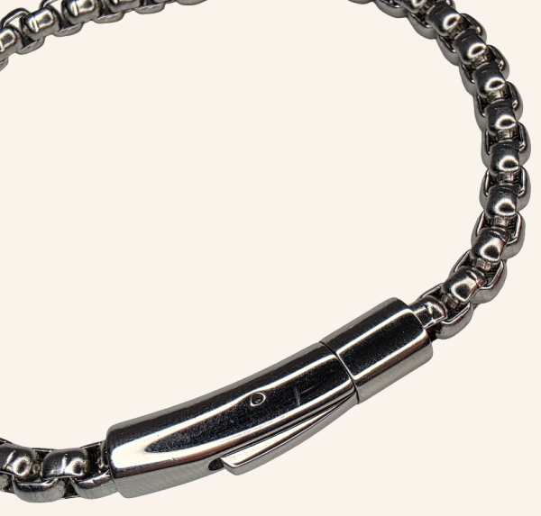 Rolo Chain Bracelet with Magnetic Clasp - 4mm - Silver