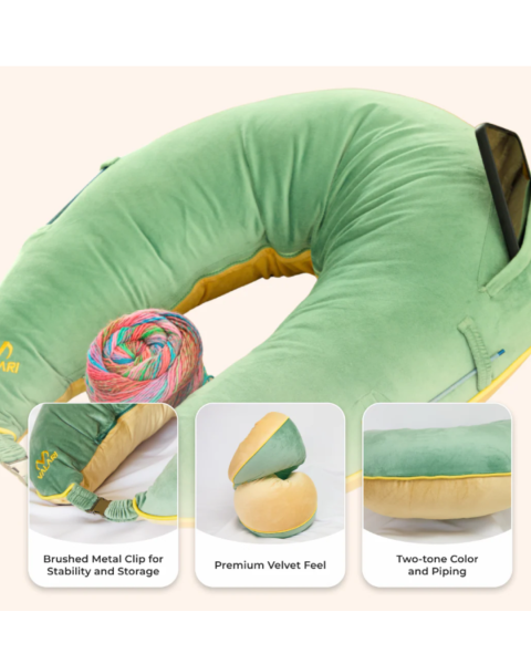 Crochet, Knitting and Gaming Pillow - Green and Yellow