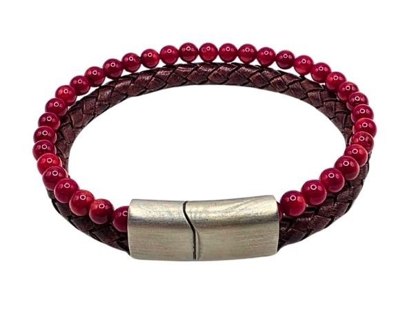 Combination Gemstone and Leather Bracelet - Style 173