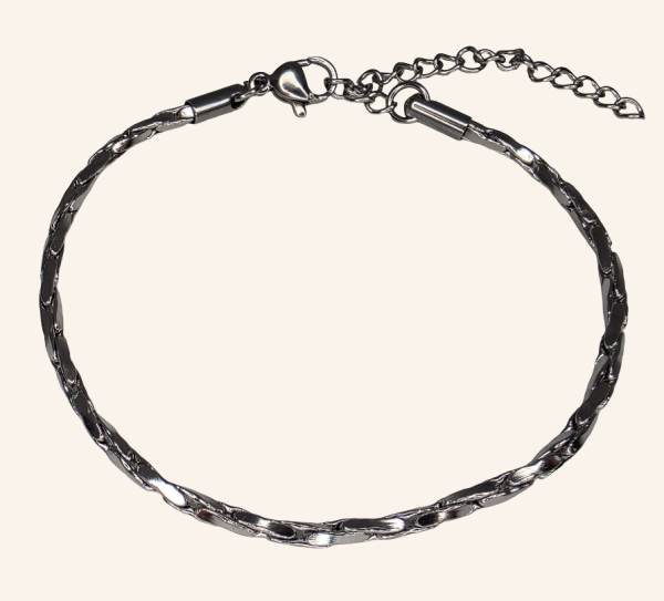 Twisted Square Boston Chain Bracelet – Silver - 2mm - Item 903