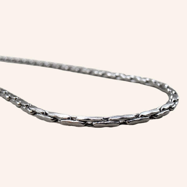 Twisted Square Boston Chain Necklace - Silver - 3mm - Item 903