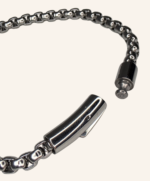 Rolo Chain Bracelet with Magnetic Clasp - 4mm - Silver