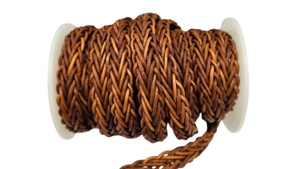 Tuscon Braided Leather Cord - 14x3.5MM - Dark Natural