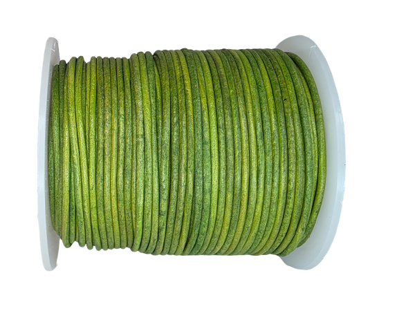 Round Leather Cords Vintage Light Green 1.5mm