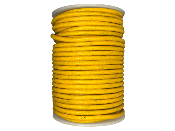 Round Leather Cord - 4mm - Sunshine Yellow