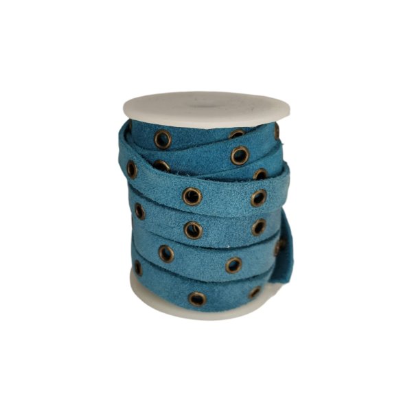 Suede Leather cords with Rivet - 10mm - turquoise