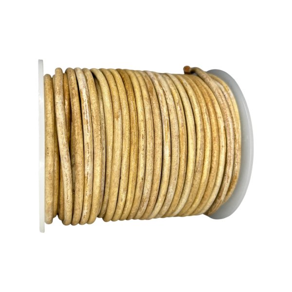 Round Leather Cord Vintage Camel 3mm