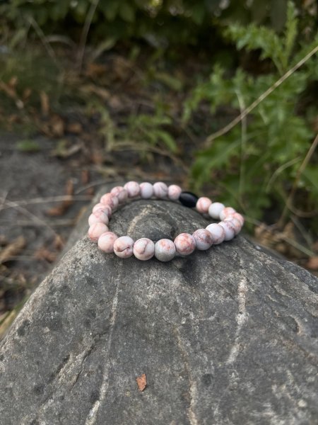 Red Network Stone Gemstone Bracelet: Style-503 (8mm)