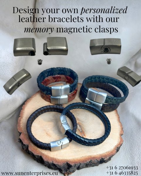 Stainless steel magnetic clasp for memory: MGST32 (memory clasp) 16*5mm (Steel Matt)