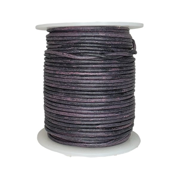 Round Leather Cord Black/Pink 2mm