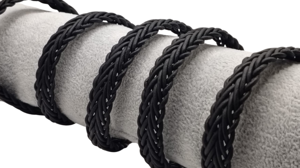 Madison style braided leather cords- 10*3.5mm- MATT Black
