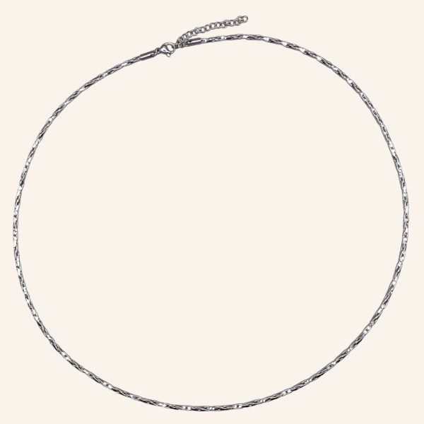 Twisted Square Boston Chain Necklace - Silver - 3mm - Item 903