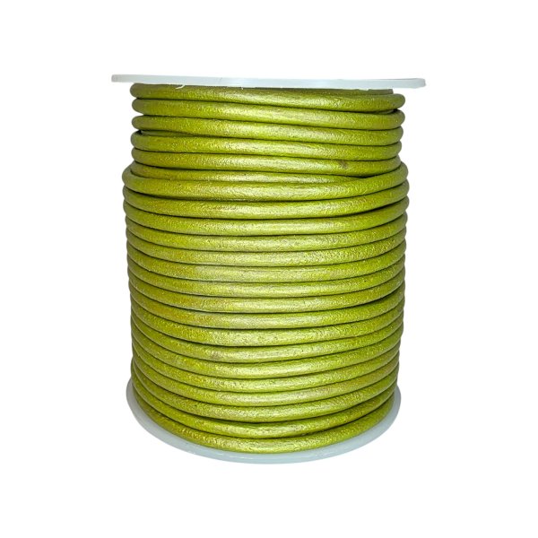Round Leather Cord -3mm Metallic mustard