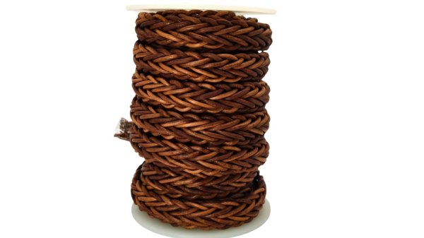 Tuscon Braided Leather Cord - 14x3.5MM - Dark Natural