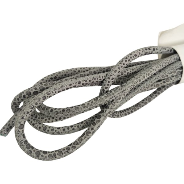 Real Round Nappa Leather Cord - Raza Grey 5mm