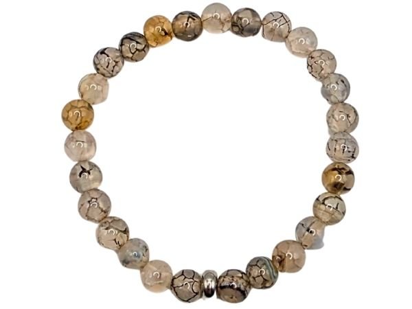 Grey Agate Gemstone Bracelet: Style-585 (6mm)