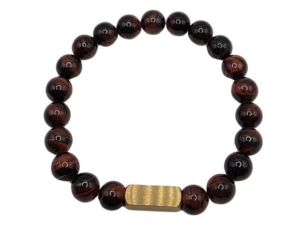 Red Tiger Eye Gemstone Bracelet: Style-538 (8mm)