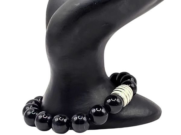 Black Onyx Gemstone Bracelet: Style-575 (10mm)