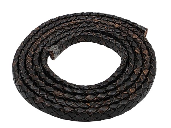 Ambiente Oval Braided Leather Cord - 7*3mm - Dark Brown