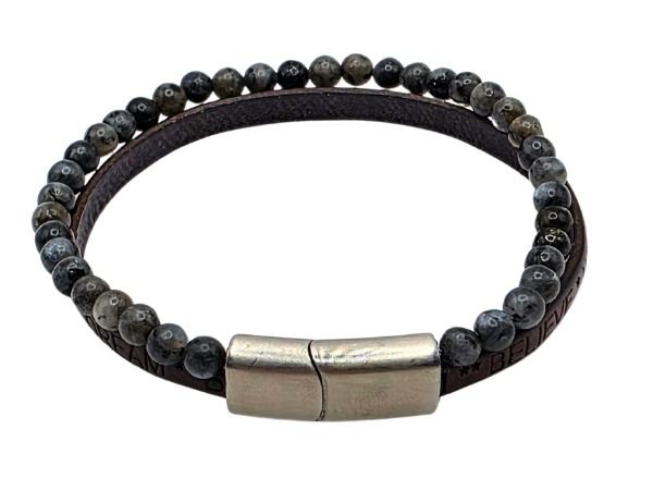 Combination Gemstone and Leather Bracelet - Style 170