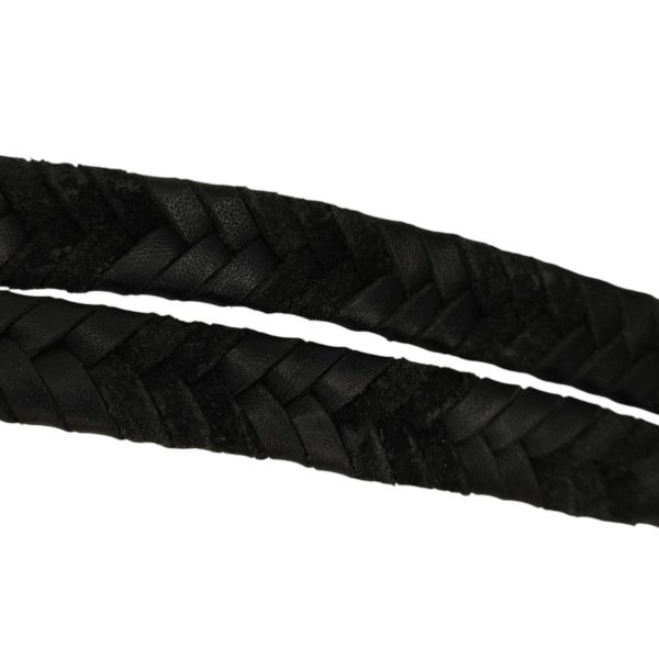 v cross braided leather cord-15mm- BLACK