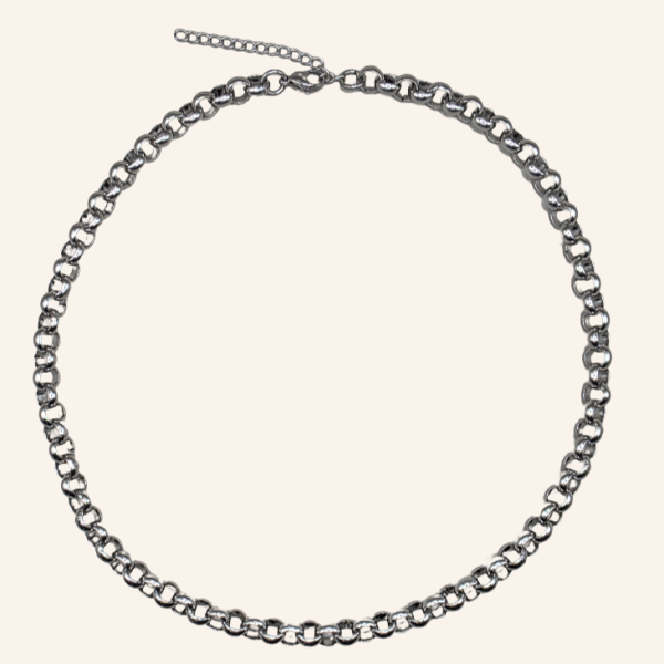 Semicircle Wire Belcher Chain Necklace - Silver - 6mm - Item 988