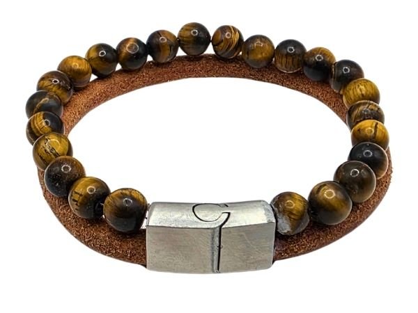 Combination Gemstone and Leather Bracelet - Style 163